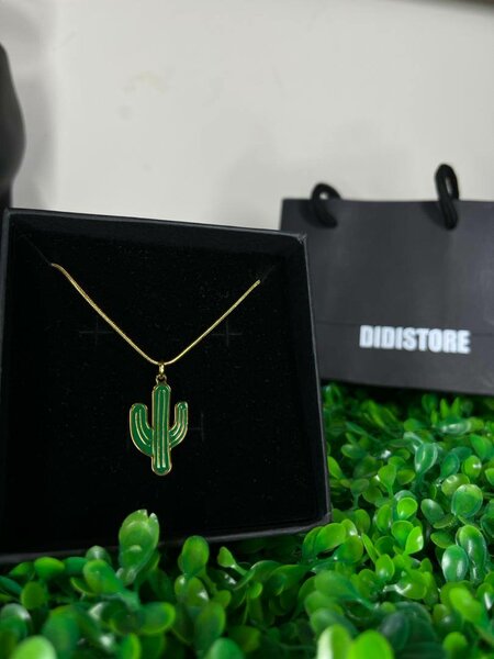 Collier cactus émaillé chic