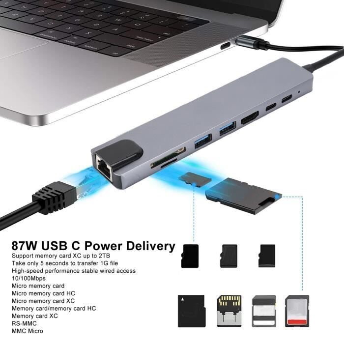 Adaptateur type c 8en1