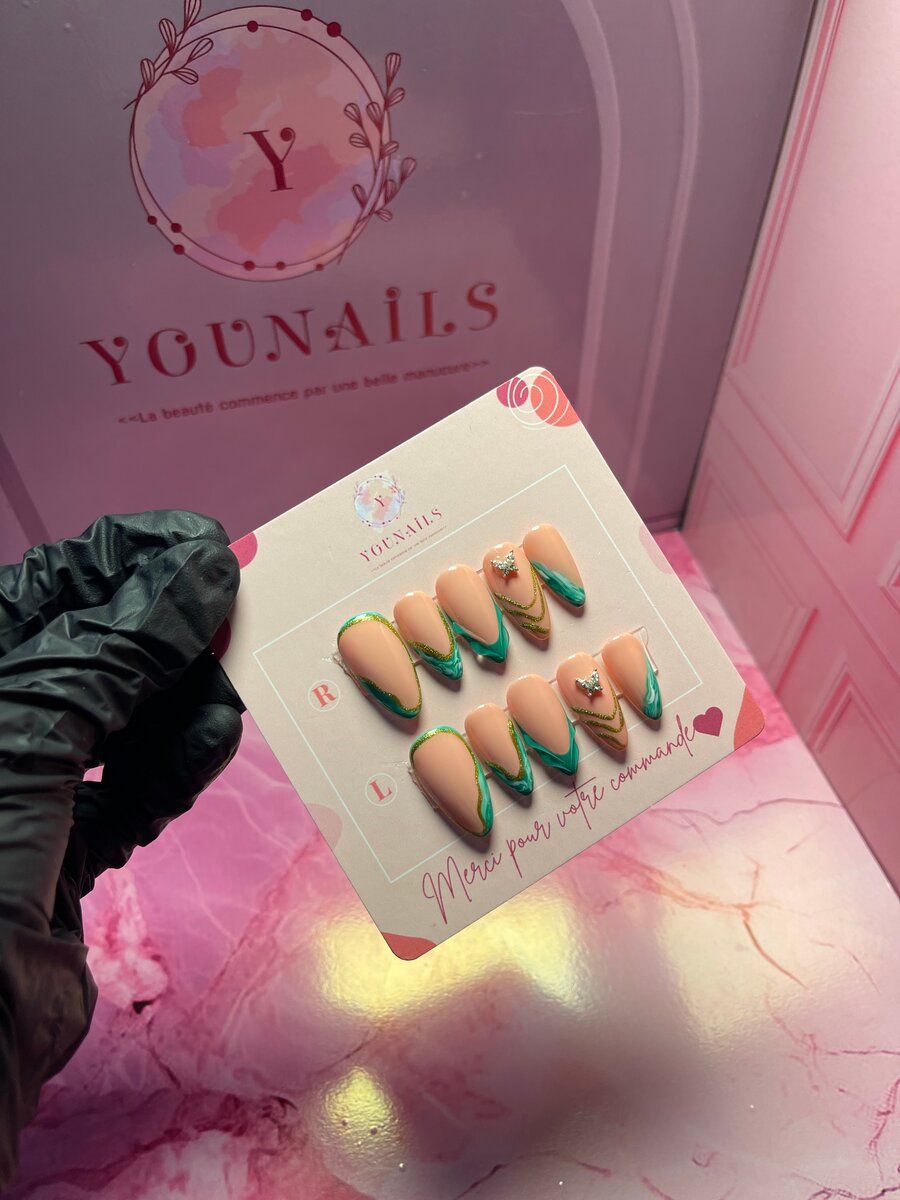 Ongles Press-Ons Émeraude