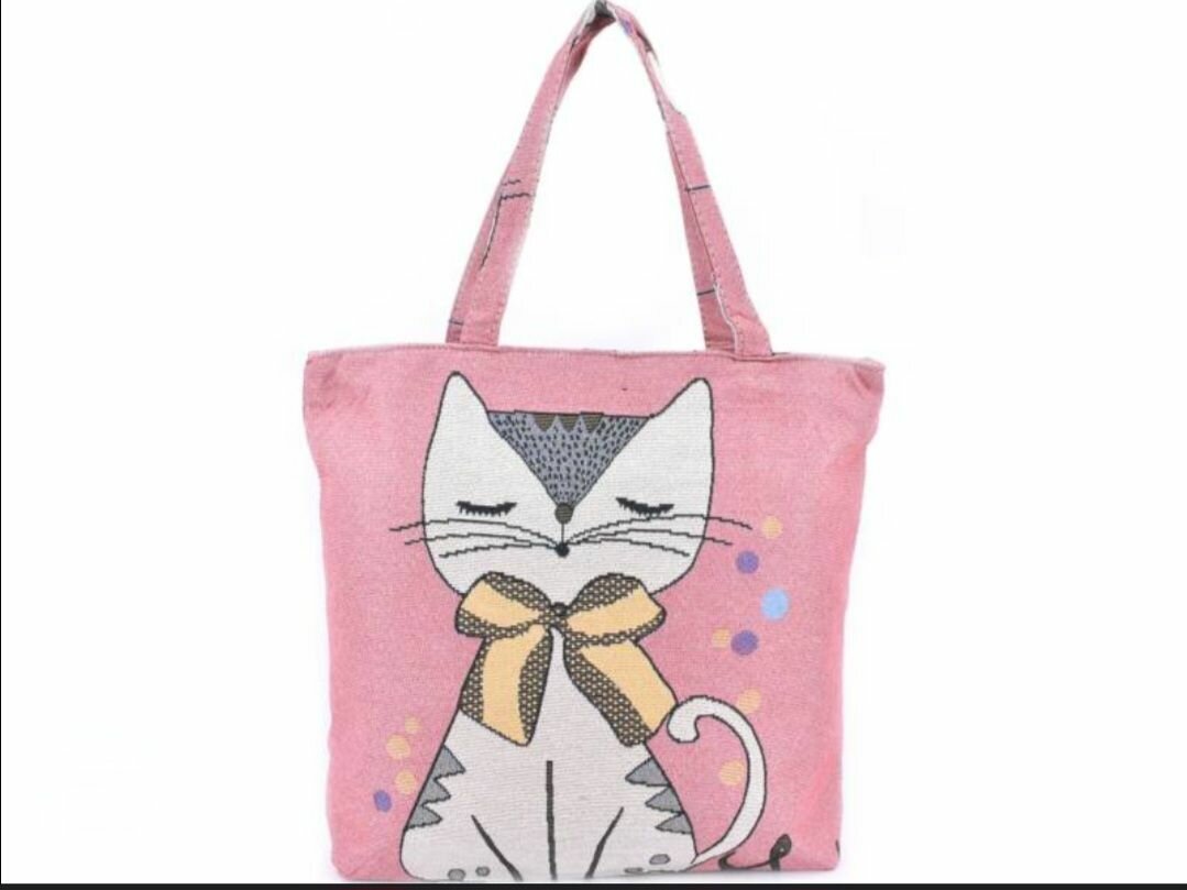Sac cabas rose chat mignon