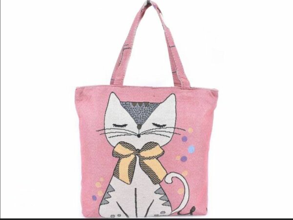 Sac cabas rose chat mignon