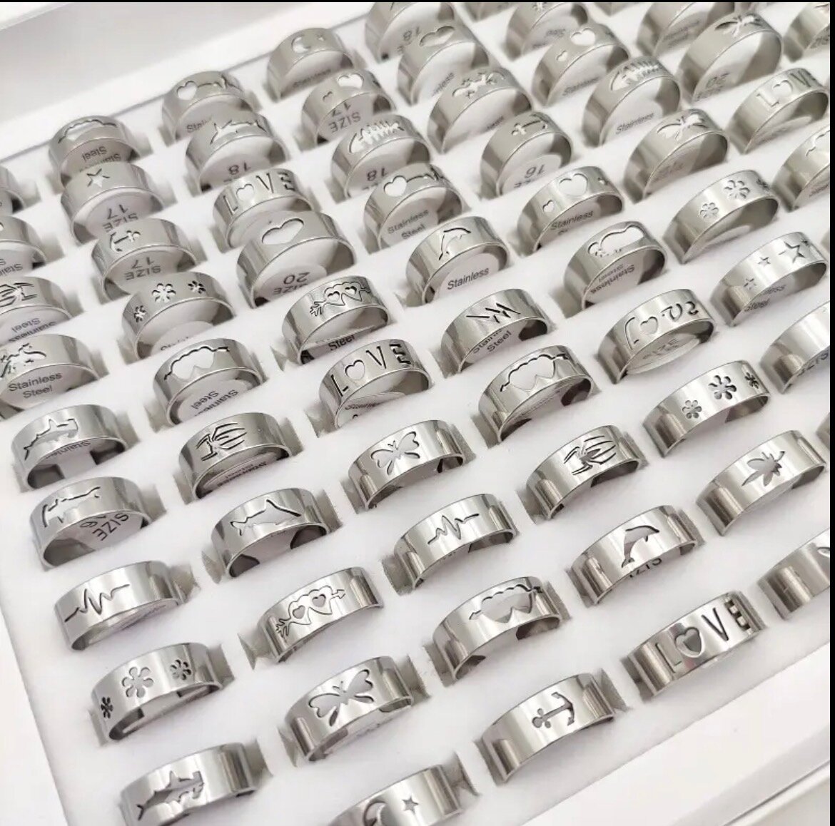 Bagues gravées en acier inoxydable