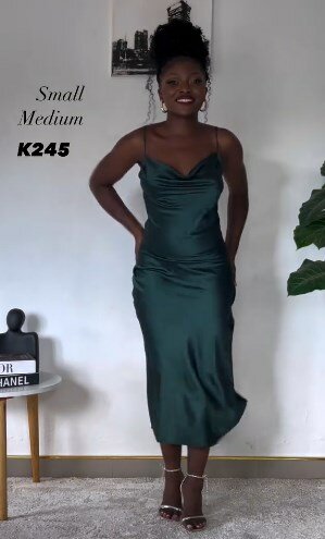 Maxi dress, dark green, silk