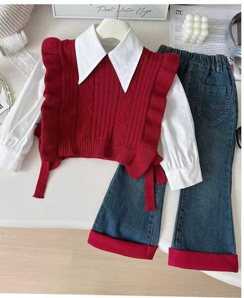 Ensemble fille chic rouge