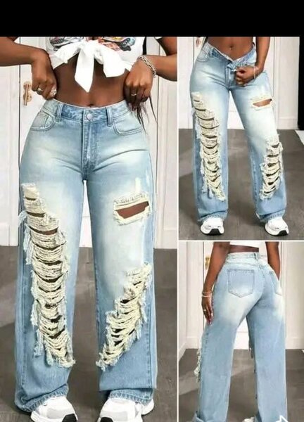 Jeans larges déchirés pour femme
