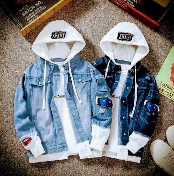 Veste en jeans à capuche pour homme