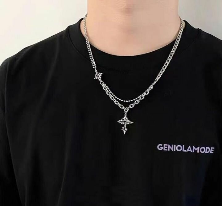 Collier double chaîne étoile