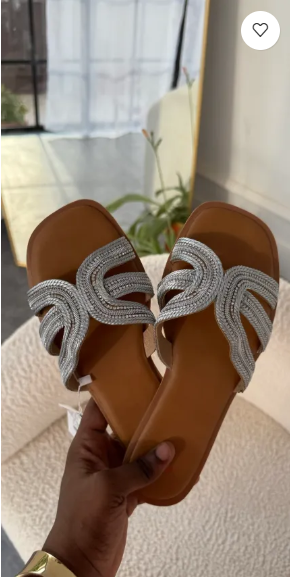 Halo Silver Diamanté Flat Slippers