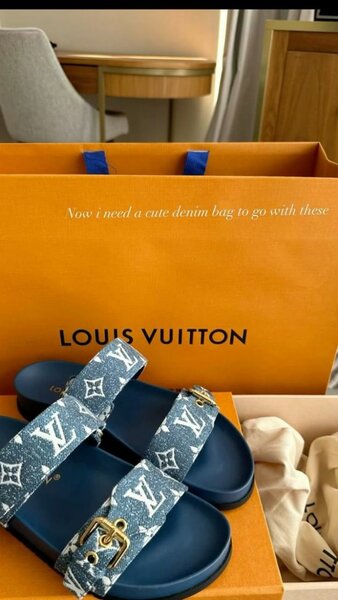 LUIS VUITTON DENIM SLIDES