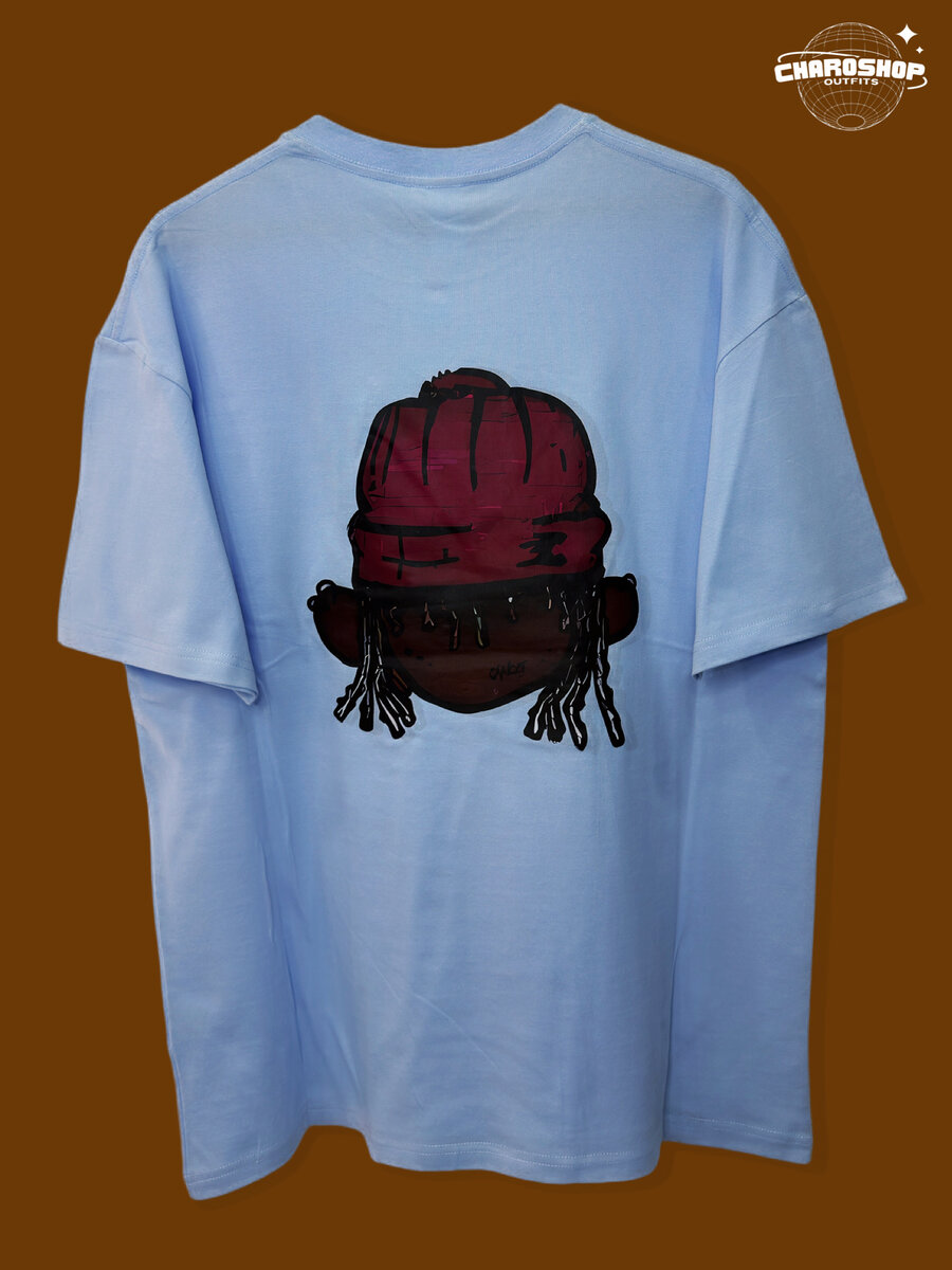 T-shirt bleu graphique