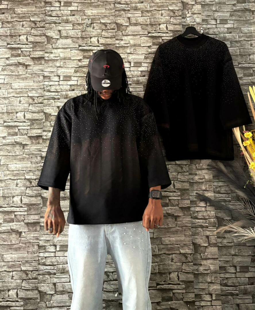 T-shirt ample strass unisexe