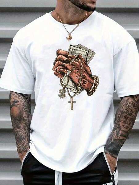 T-shirt blanc imprimé streetwear