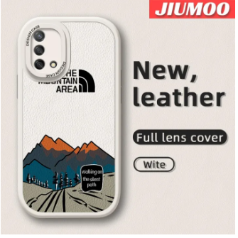 JIUMOO For OPPO A74 4G A95 4G F19 F19s Case Fashion Simple Mountain Thin New Design Leather Soft Back Cover Camera Protect Cases Shockproof Casing