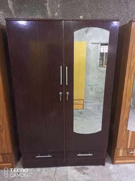 dark brown wenge two-line wardrobe with mirror