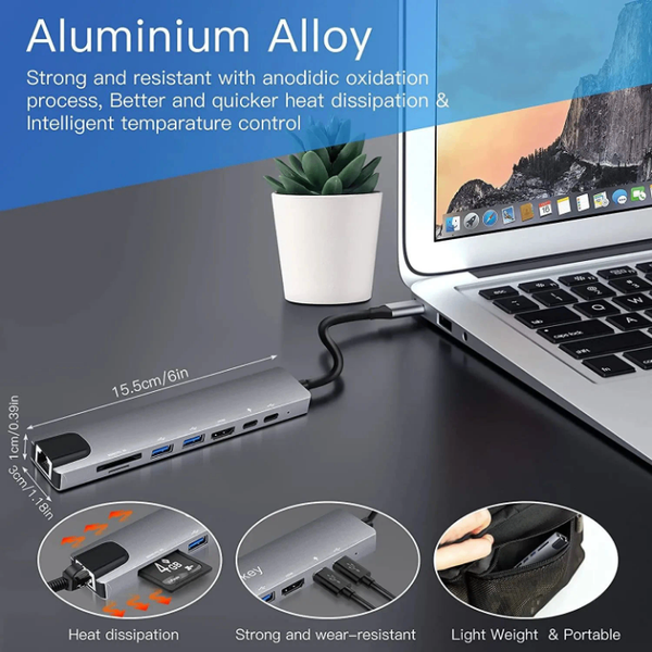 Adaptateur 8 ports en 1 type C