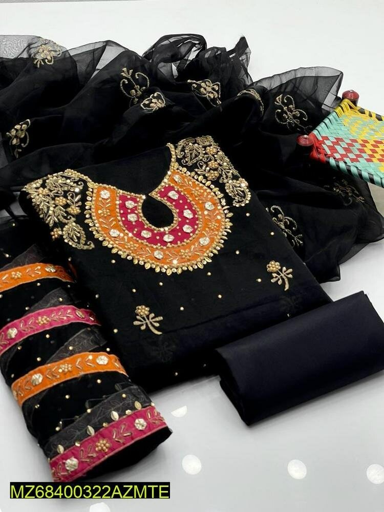 3pcs Organza embroidery suit