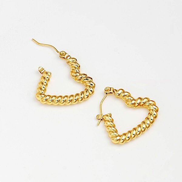 Spiral Heart Gold Plated Hoop Earrings