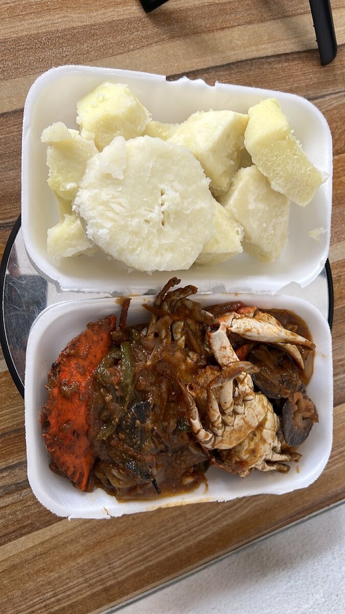 Igname au escargot crabe sauté