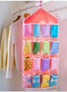 CUSTOMIZE 16 Pocket Durable Clear Door Fordable Wardrobe Storage Organizer Hanging Bag 16 Pocket Organizer Hanging Storage Bag Clear Door Organizer Foldable Wardrobe Organizer Space-Saving Storage Closet Organizer Door Hanging Organizer Non-Woven Fabric O