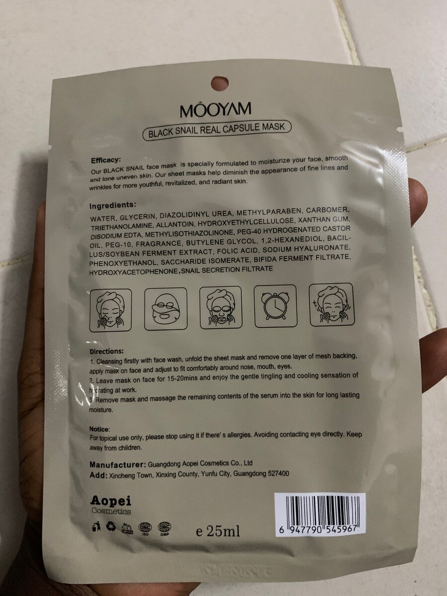 Masque Capsule Escargot Noir