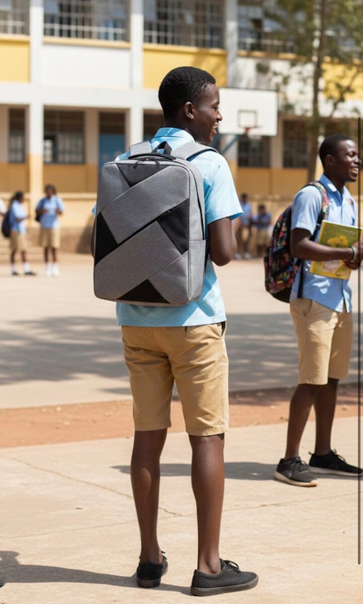 Sac à dos scolaire gris et noir