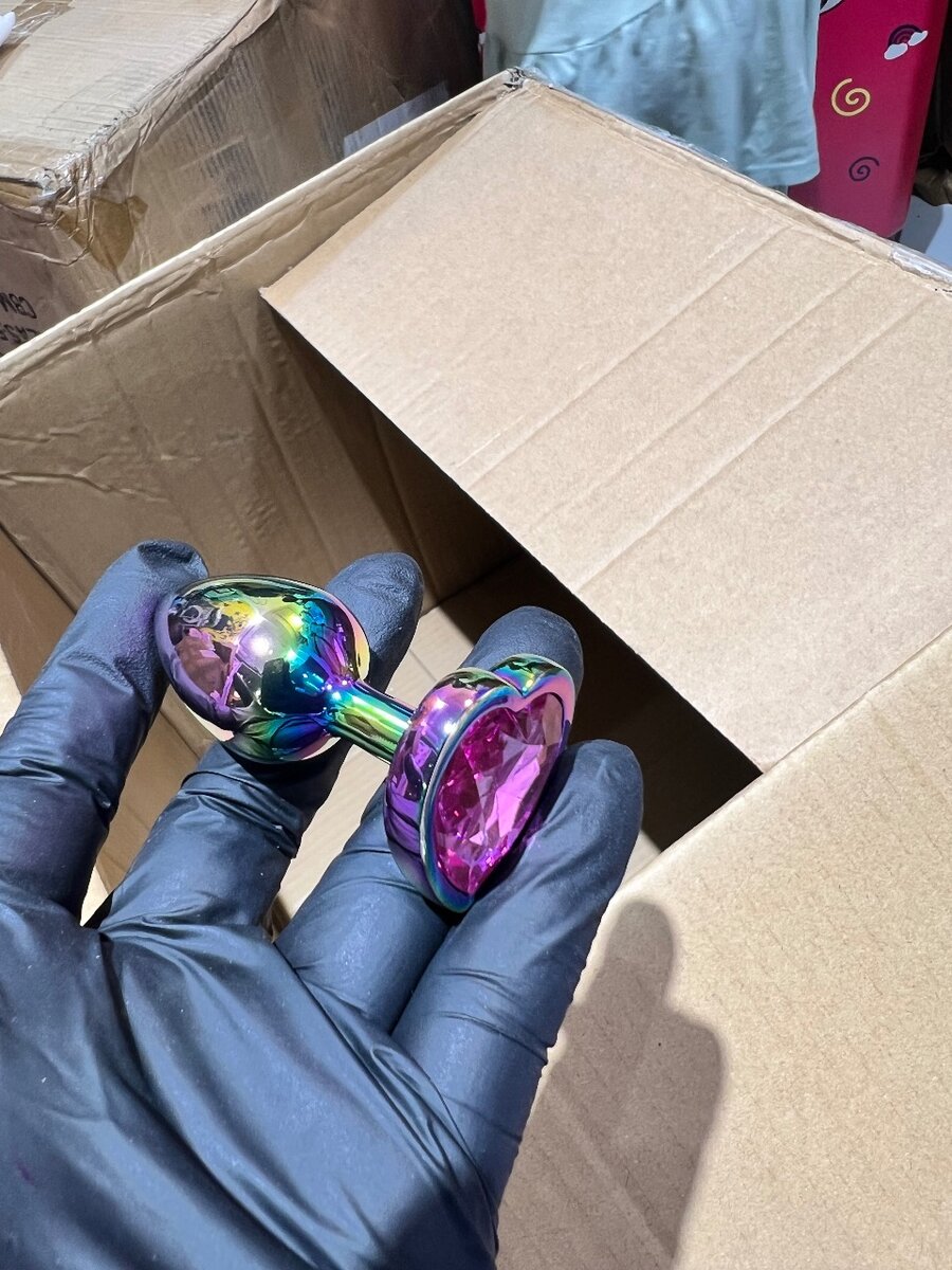 Plug bijou cœur arc-en-ciel