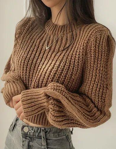 Pull en maille côtelée beige