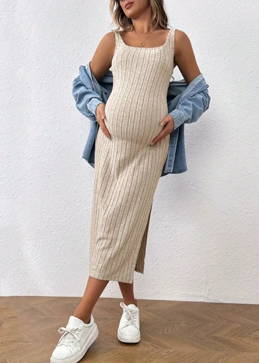 Robe grossesse côtelée