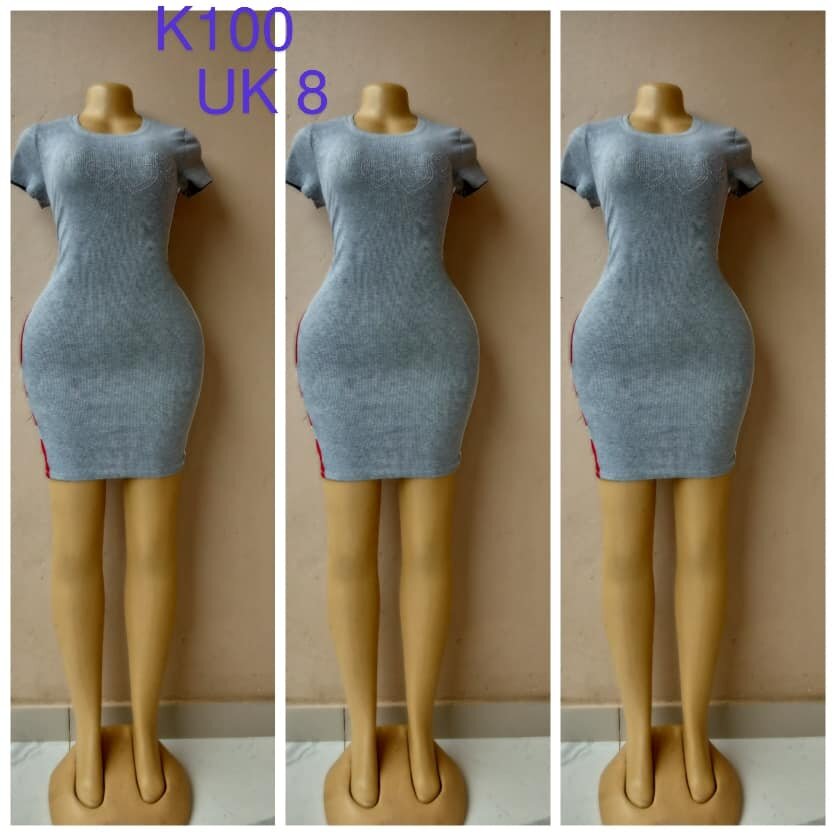 Dress gray, contrast stripes on the sides, size 8