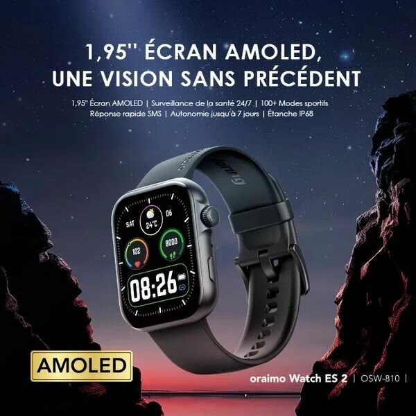 Oraimo Watch ES 2 - Montre Connectée AMOLED