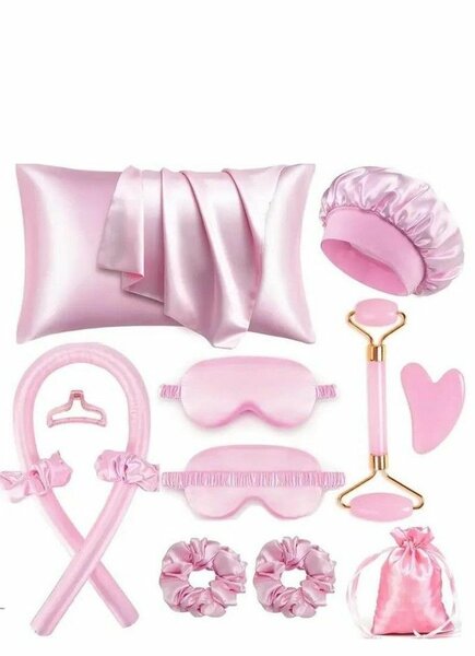 Coffret Soins Capillaires en Satin Rose