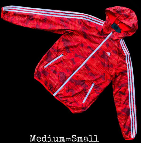 Adidas hooded jacket red