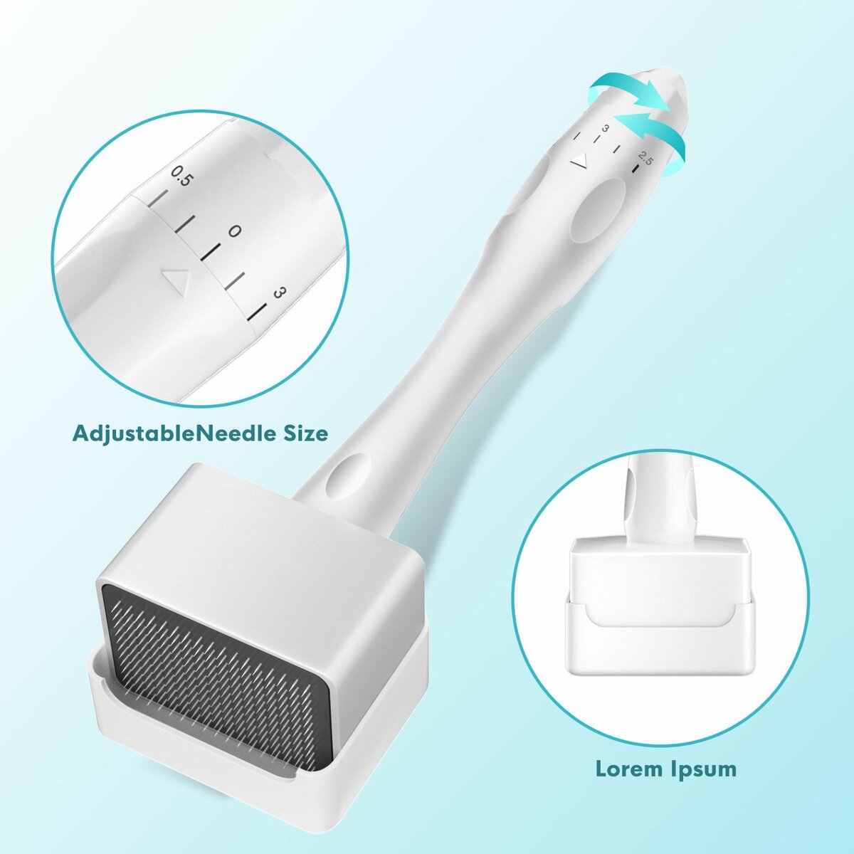ADJUSTABLE NEEDLE LENGTH DERMA STAMP FOR HAIR AND SKIN