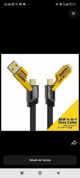 Câble USB 4-en-1 65W