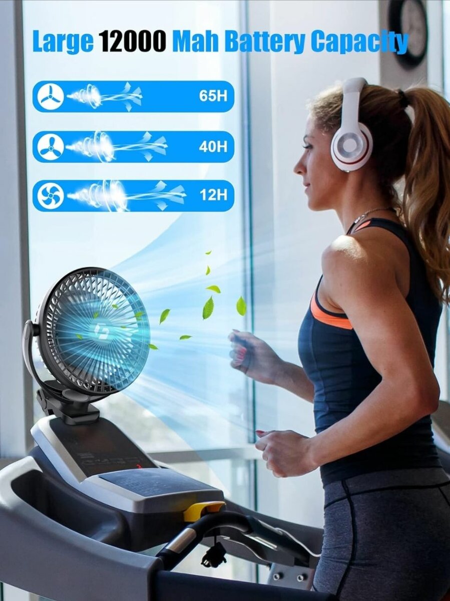 Rechargeable Portable Clip Fan With Light And Remote