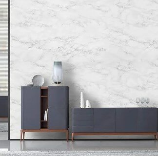 Self adhesive White marble PVC wallpaper foe wall and cabinets in 60×200 cm long