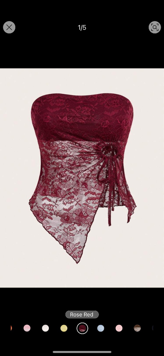 Sweet tie front lace tube top