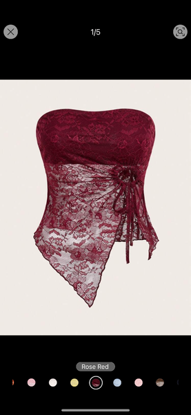 Sweet tie front lace tube top