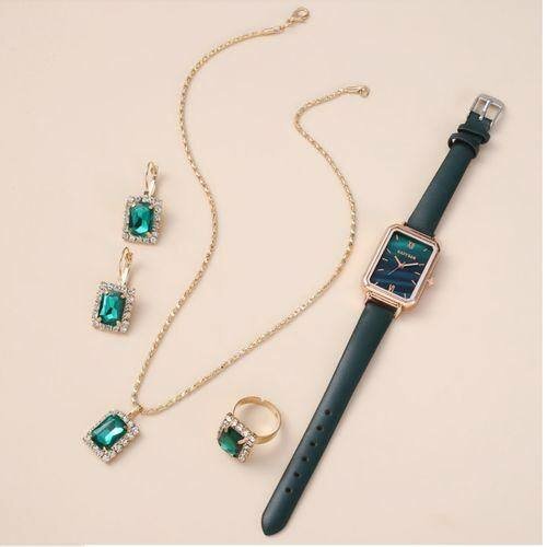 Ladies jewelry watch earrings necklace ring gift set box