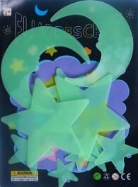 Complete Pack of Fluorescent Toys Night Glowing Moon Star Shape Decoration - 3D Glowing Stars for Home Decor