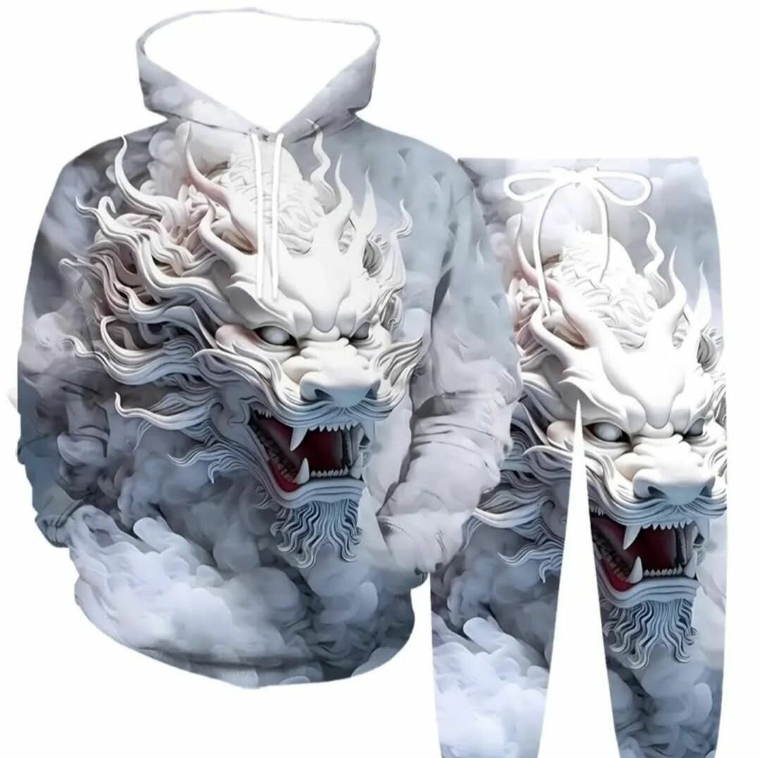 Худи и брюки комплект с дизайном дракона