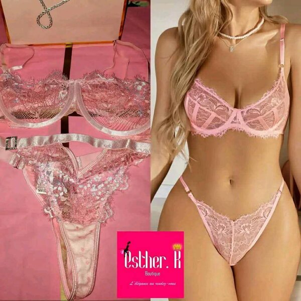 Ensemble Lingerie Dentelle Rose