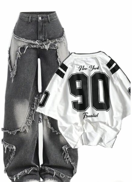 Ensemble jeans et maillot de basket-ball