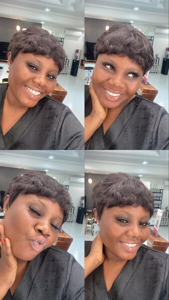 Bone straight, pixie cut