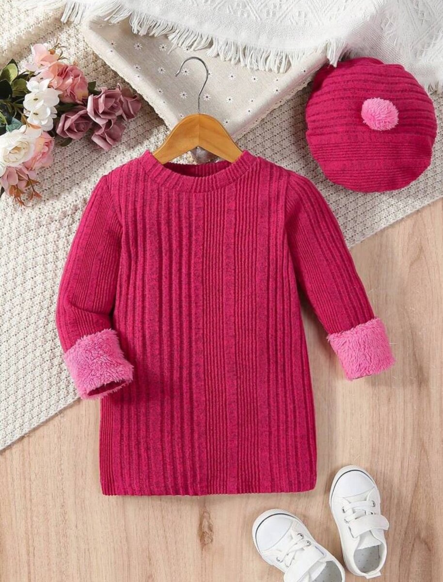 2Pcs Dress with Hat. 9-12M