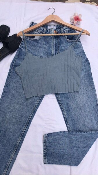 Top court à bretelles en denim
