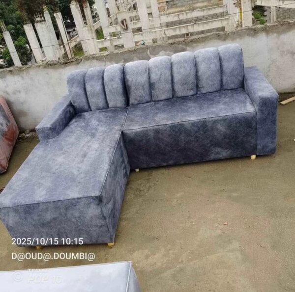 Canapé d'angle en tissu gris