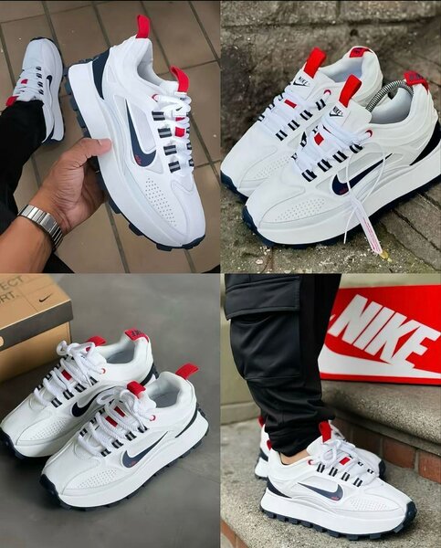 Chaussures Nike blanches avec accents rouges
