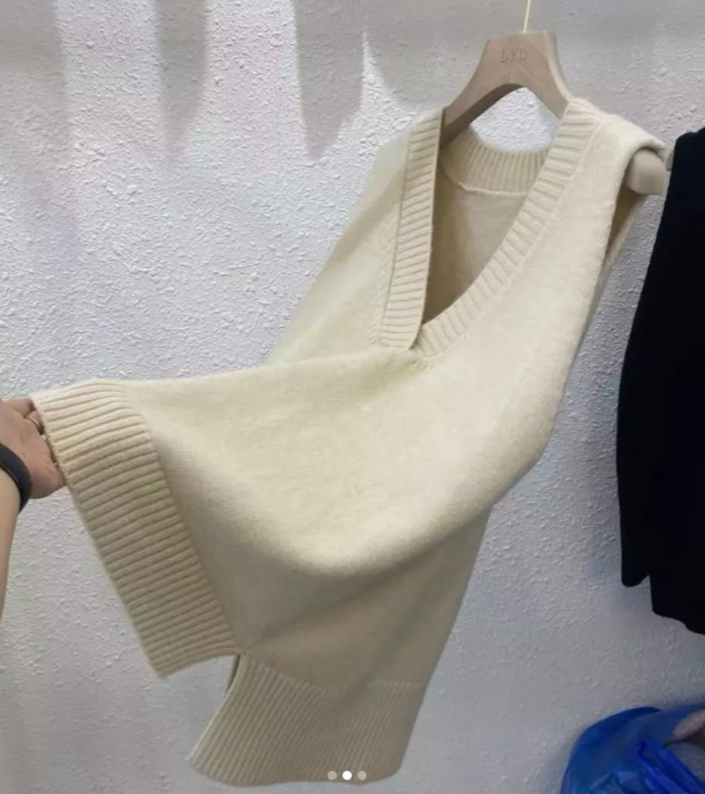 Вязаная жилетка, бежевый