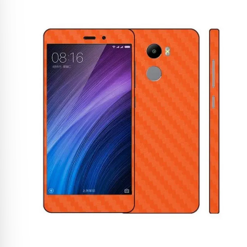 Xiaomi Redmi 4 Orange Carbon Fiber Texture Mobile Skin